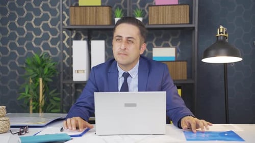 Nervous and stressed businessman is thinking.