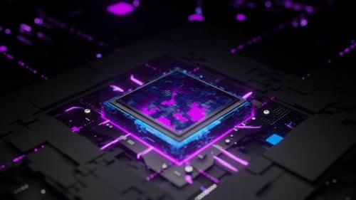 Activación de chips de IA con concepto de diseño de ciencia ficción