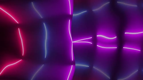 Abstract Neon Glowing Fluid Wavy Lines Background Loop