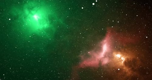 Starry Space Galaxy with green and orange nebulas