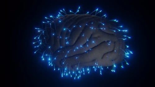 Glowing Neural Connections In AI Brain