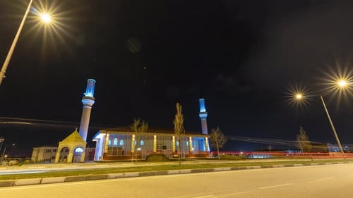 Moschee-Zeitraffer bei Nacht