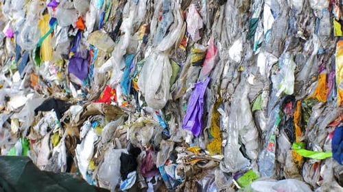 Baled and Compressed Plastic Waste for Recycling