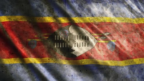 Weathered Grunge Eswatini Flag Waving Animation