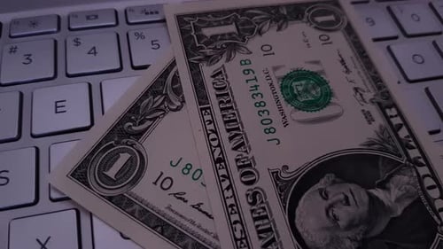United States Dollars on Computer Keyboard