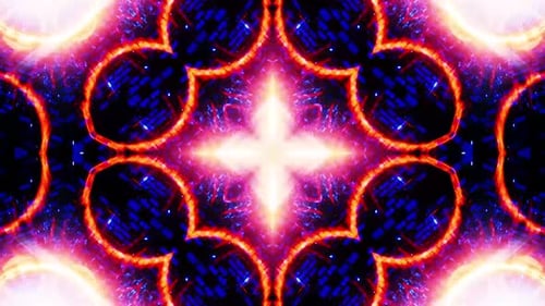 Flying in a tunnel through shimmering rings. Kaleidoscope VJ loop