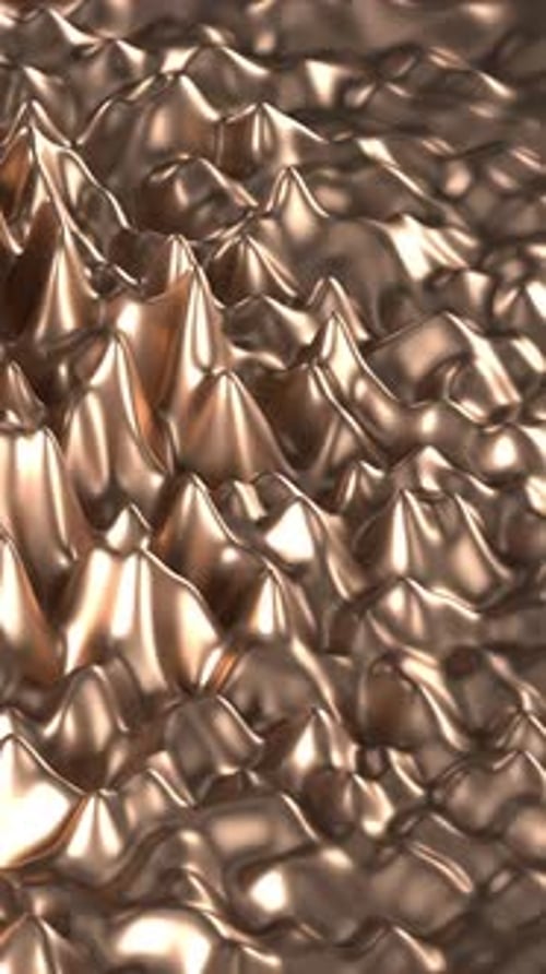 Abstract Pulsating Wobbling Ferromagnetic Golden Moving Fluid Shiny Liquid Ripple Substance Modern