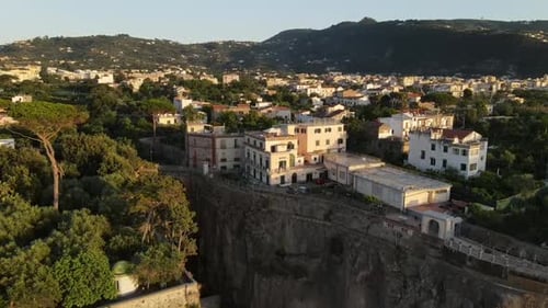 Sorrento, Italy, panoramic view of city buildings and coastline