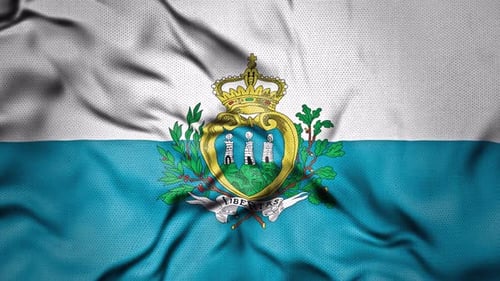 San Marino Flag Waving in Realistic Loop Animation