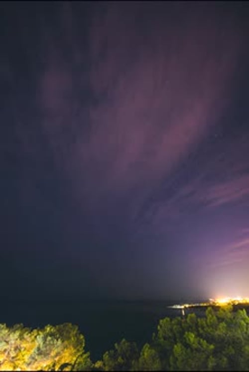 Night Bold Dark Blue Sky Glowing Stars Colorful Starry Night Sky Stars Timelapse Above Mediterranean