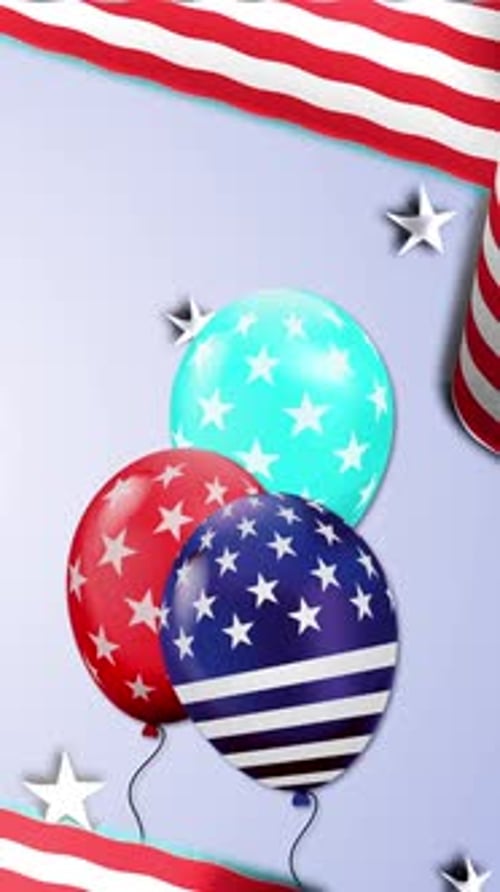 Fourth of July Patriotic Balloons and Stars Animation