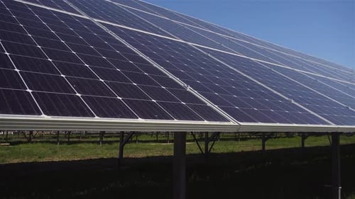 Array of Renewable Power Plant Producing Sustainable Clean Electric From Sun