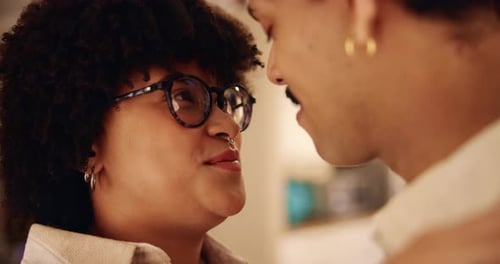 Close Up Of Affectionate Couple Kissing