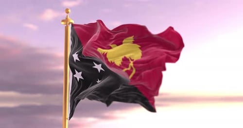 Realistic National Flag Waving Animation on Pole with Sky Background