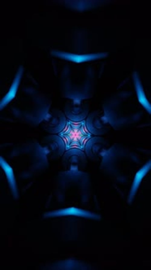 Vertical Video of Futuristic Floating Neon Panels Forming an Abstract Loop