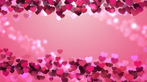 Abstrakter romantischer Herzanimationshintergrund. Hintergrund mit leuchtenden Herzen, Motiv „Liebe zum Valentinstag“, Logo