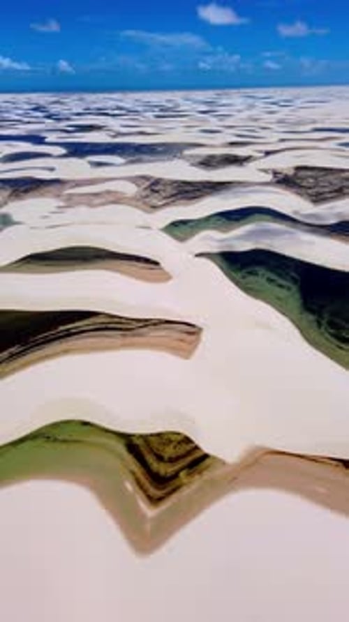 Aerial Panoramic View of Lençóis Maranhenses Dunes and Lagoons