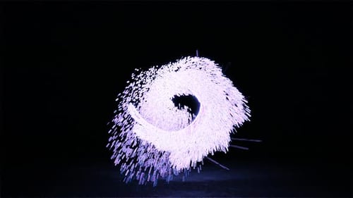 Der magische Kreis dreht sich als interdimensionales Portal mit einem visuellen Effekt funkelnder Feuerringe