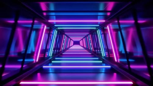 Futuristic Sci Fi Neon Light Tunnel Background