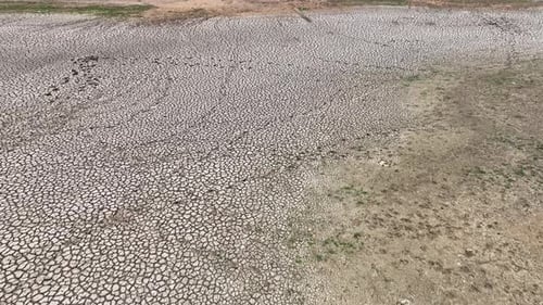 Aerial drone view of parched earth.