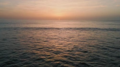 Panoramic Dawn Marine Landscape Drone View Pastel Skyline Serene Surf Rippling