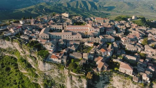 Historical City of One Hundred Churches Called Gerace on the Mountain Calabria