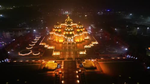 Vue aérienne du mandir de Swaminarayan Akshardham à New Delhi