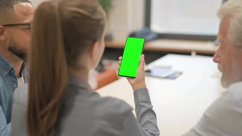 Business People Using Phone with Green Screen