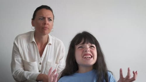 Girl Yelling, Woman Covers Ears, Frustration