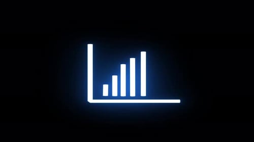 Animated Neon Bar Graph Line Chart for Data Presentation