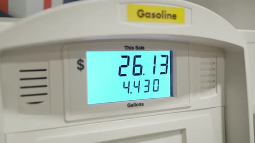 Gas Pump Display Shows Price and Gallons Increasing