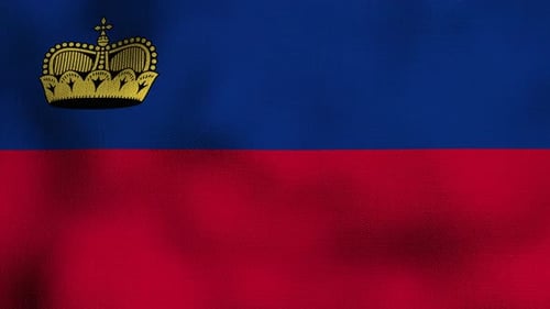 Liechtenstein National Flag Waving Realistic Fabric Texture Animation