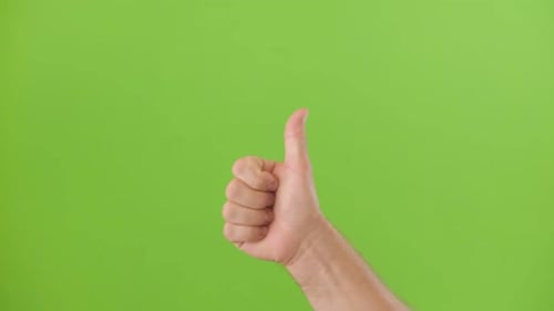Like Gesture Hand Sign Emoji Male Hand Showing Thumb Up Isolated Chroma Key Green Screen Background