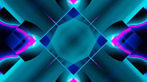 Neon Abstract Geometric Light Tunnel Loop Background