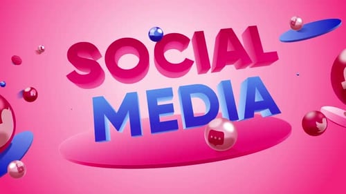 3D Social Media Icons and Text Reveal Animation