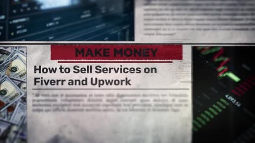 Grunge Newspaper Finance Headline with Money and Technology