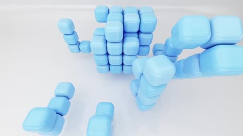 Blue Round Rotating Cubes