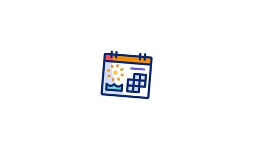 Animated Calendar Icon with Sun and Waves