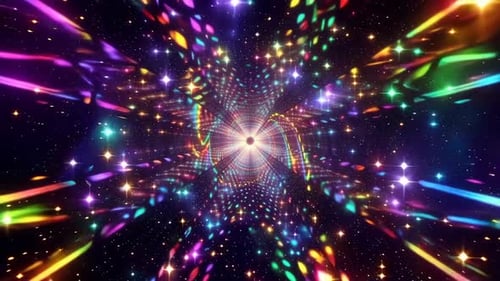 Abstrakter bunter Regenbogen-Weltraumtunnel VJ Loop Motion Backgr