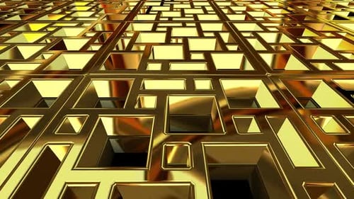 Golden Geometric Grid Abstract Background Loop