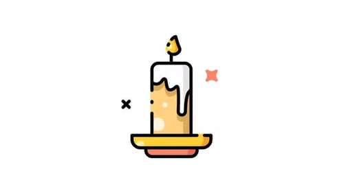 Animated Candle with Flickering Flame Flat Design