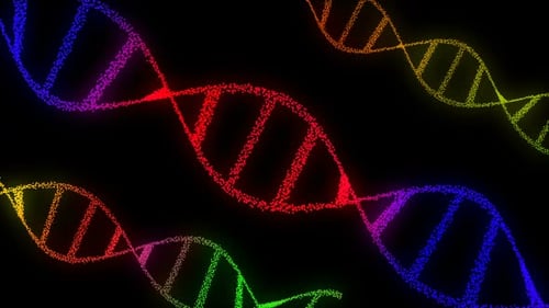 Colorful Glowing DNA Double Helix Particle Animation