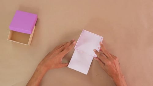 Assembling Decorative Box with Glue, Overhead Shot