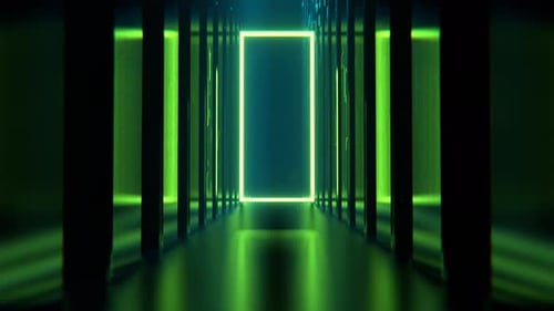 Light Green Elegant Neon Alien Endless Corridor Background Vj Loop I 4K