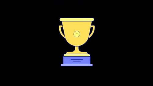 Flat Design Trophy Award Win Icon Animation