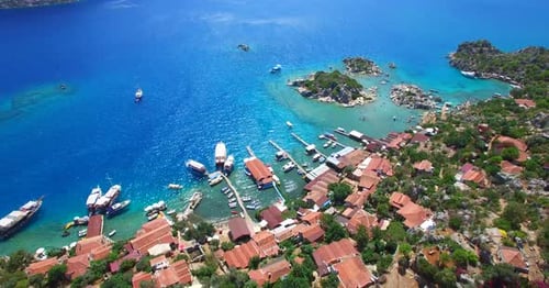 Luftaufnahme von Kalekoy, Luftaufnahme von Ucagiz, Felsengrab in Kakuba, Antalya