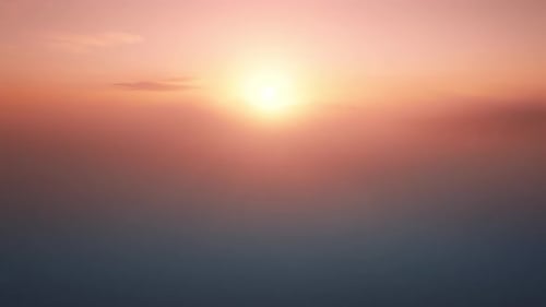 Drone flight above the amazing ASMR sea of clouds at sunrise.