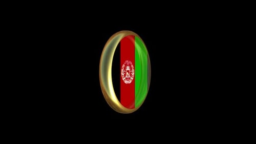 Spinning 3D Afghanistan National Flag Badge Animation