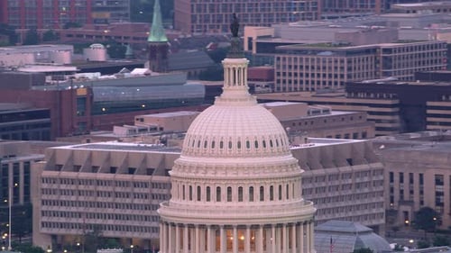Washington, D.C. Circa-2017, Close-Up Aerial View of the Capital Dome and Washington