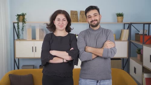 Smiling Couple Posing Together Indoors